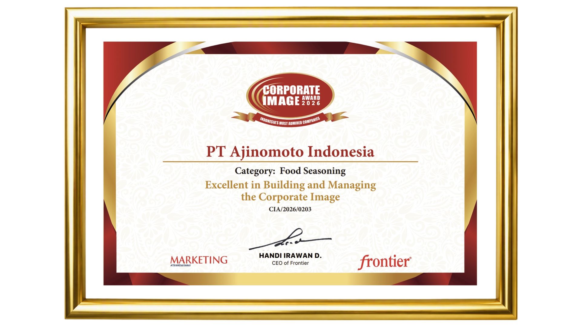 Corporate Image Award 2026 Category Food Seasoning